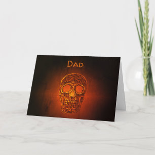 Father's Day Skull Gothic Orange Black Cool Card