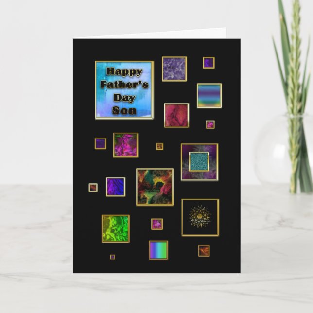 FATHER'S DAY SON - ABSTRACT SQUARES CARD (Front)