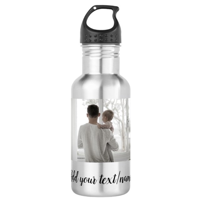father's day son father dad add photo text dad gif 532 ml water bottle (Front)