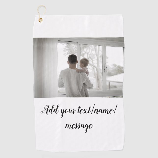 father's day son father dad add photo text dad gif golf towel (Front)