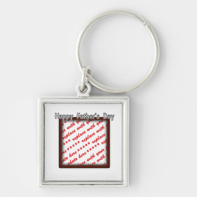 Father's Day Square Brown Photo Frame Key Ring (Front)