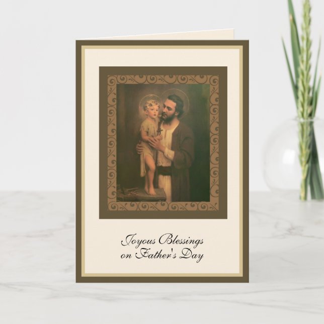 Father's Day St. Joseph with Child Jesus  Card (Front)