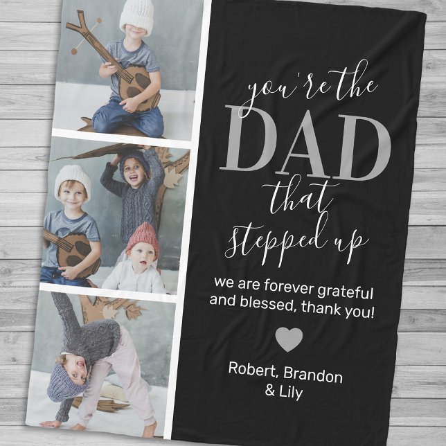 Father's Day Step dad Photo Fleece Blanket (Creator Uploaded)
