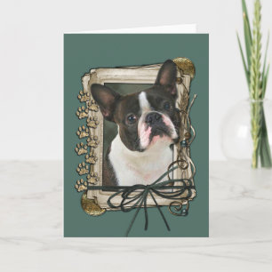 Fathers Day - Stone Paws - Boston Terrier Card