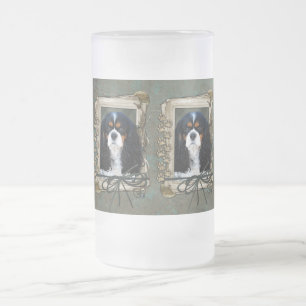 Fathers Day - Stone Paws - Cavalier - Tri Colour Frosted Glass Beer Mug