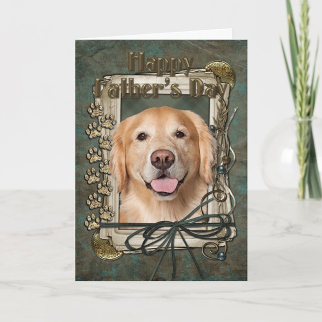 Fathers Day - Stone Paws Golden Retriever - Corona Card (Front)