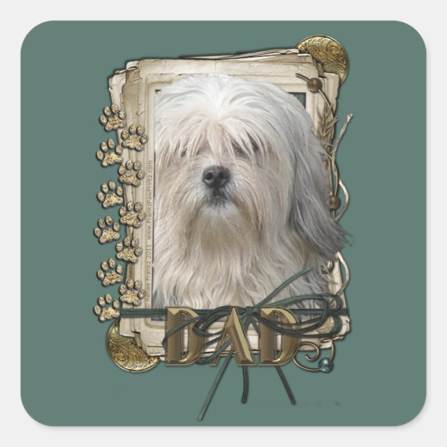 Fathers Day - Stone Paws - Lowchen Square Sticker (Front)