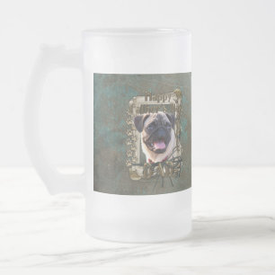 Fathers Day - Stone Paws - Pug Frosted Glass Beer Mug