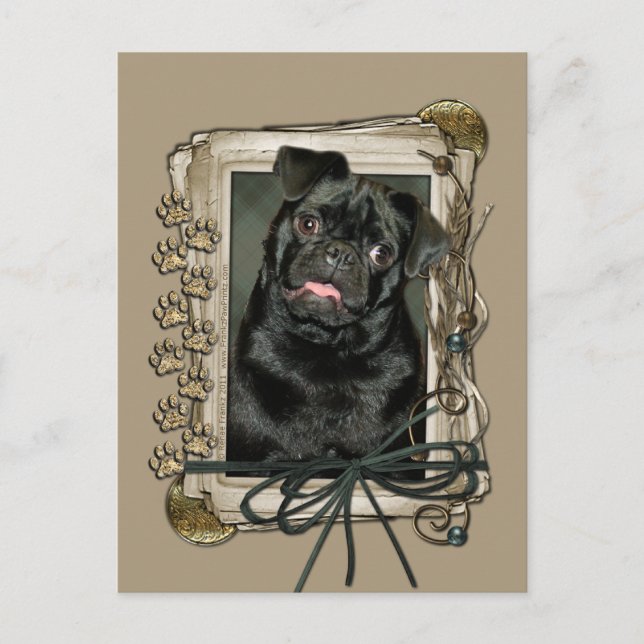 Fathers Day - Stone Paws - Pug - Ruffy Postcard (Front)