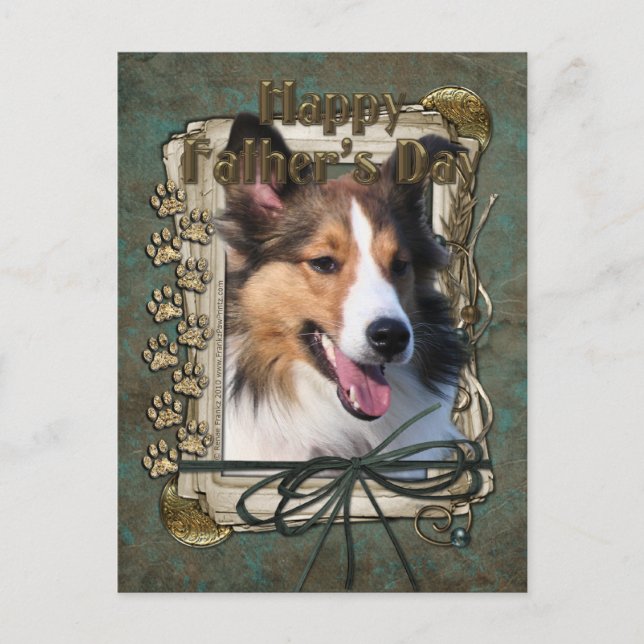 Fathers Day - Stone Paws - Sheltie Postcard (Front)