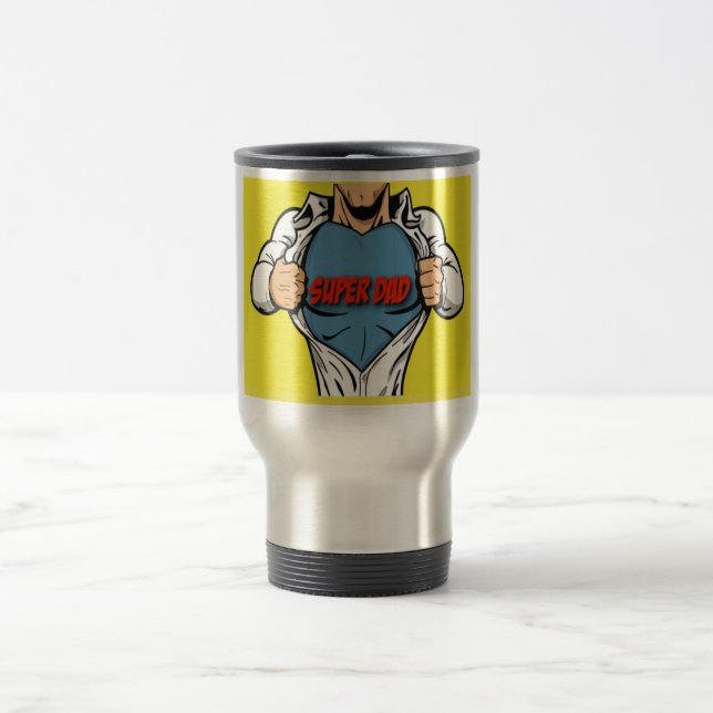 Father's Day Super Dad Coffee Travel Mug (Center)