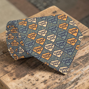 Father's Day Super Dad Pattern Necktie Tie