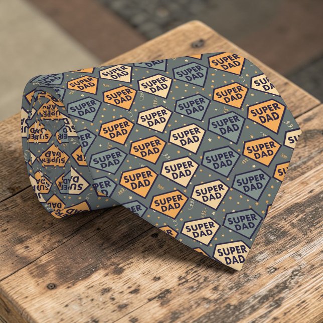 Father's Day Super Dad Pattern Necktie Tie (Creator Uploaded)