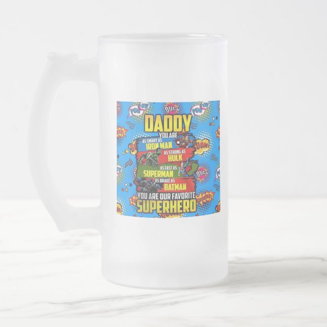 Fathers day - Superdad Frosted Glass Beer Mug (Left)