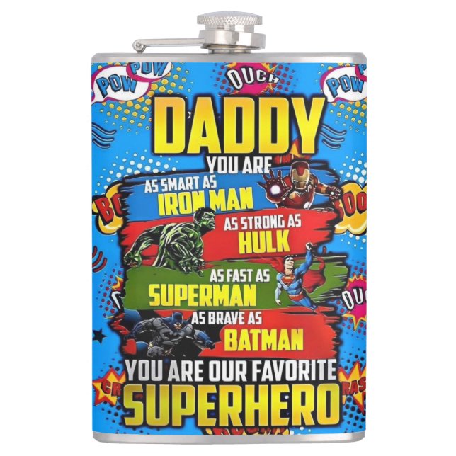 Fathers day - Superdad Hip Flask (Front)