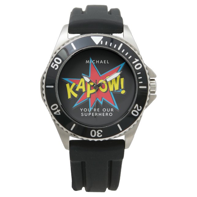 Father's Day Superhero Comic Custom Name Watch (Front)
