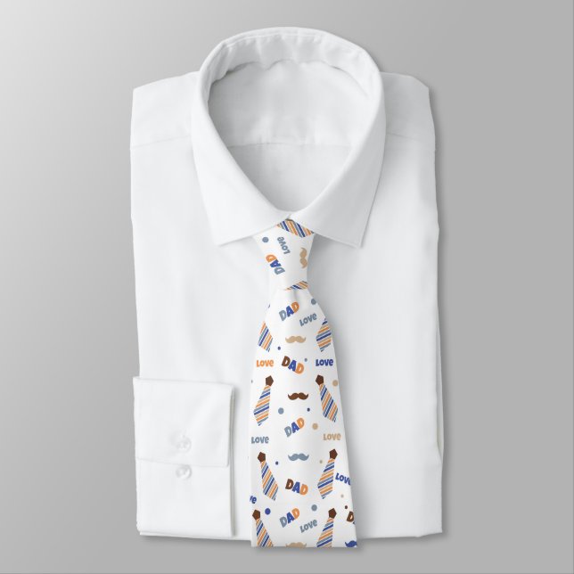 Fathers Day Symbols Pattern  Tie (Tied)
