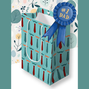 Father's Day Teal and Orange tie Dad Medium Gift Bag