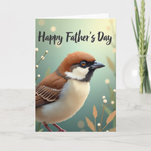 Fathers Day Teal Bokeh Bird Card