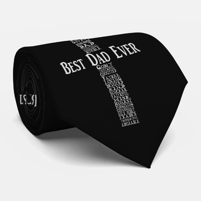Fathers Day Tie, Best Dad Ever, Christian Tie (Rolled)