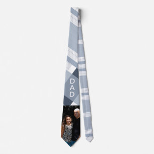 Father's Day Tie Plaid White Blue Photo