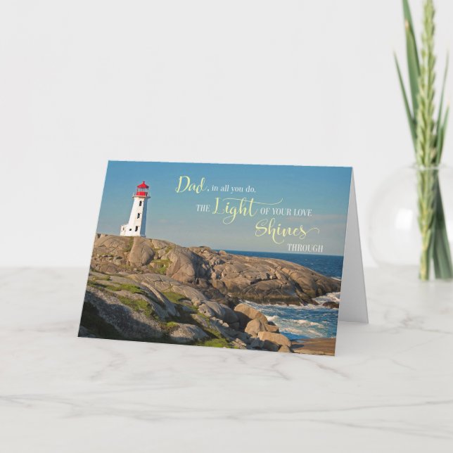 Father's Day to Dad Lighthouse on Rocky Shore Card (Front)