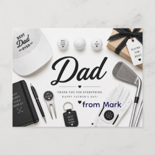 Father's Day to golf Dad in green with love  Note  Holiday Postcard