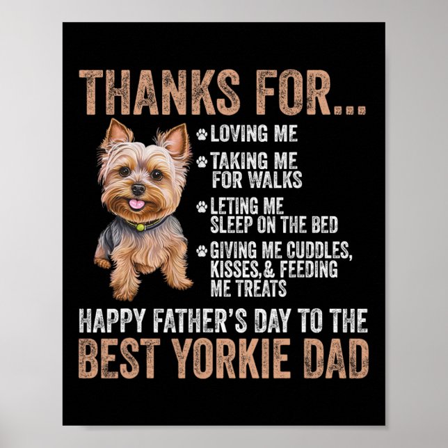 Fathers Day To The Best Yorkie Dad Yorkshire Terri Poster (Front)