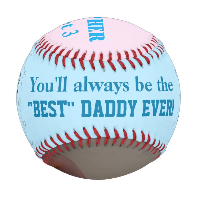 Father's Day Triplet Boy Blue Pink Photo Baseball (Front)