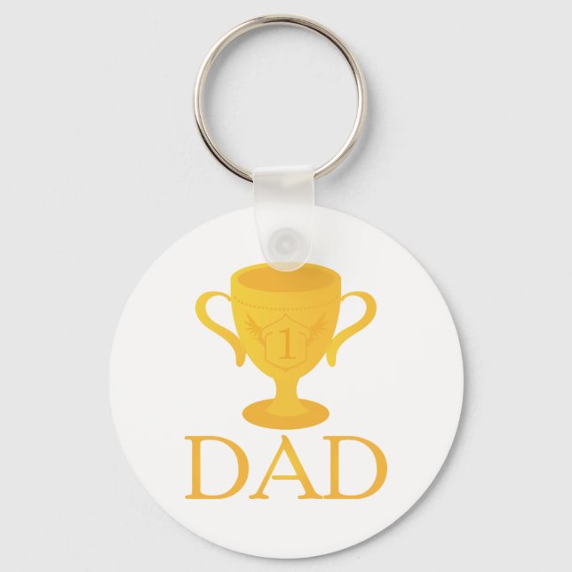 Father's Day Trophy For Number One Dad Gift Key Ring (Front)