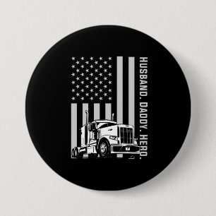 Father's Day Trucker Dad American Flag 7.5 Cm Round Badge