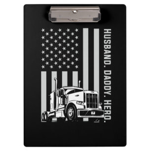 Father's Day Trucker Dad American Flag Clipboard