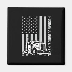 Father's Day Trucker Dad American Flag Magnet