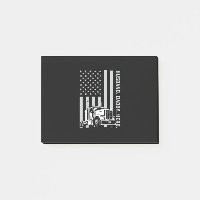 Father's Day | Trucker Dad American Flag Post-it Notes (Front)