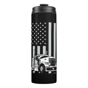 Father's Day   Trucker Dad American Flag Thermal Tumbler
