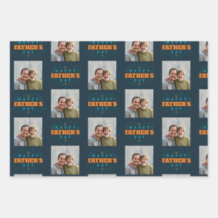 Father's Day Turquoise Photo Wrapping Paper Sheet