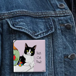 Father's Day Tuxedo Cat 15 Cm Square Badge