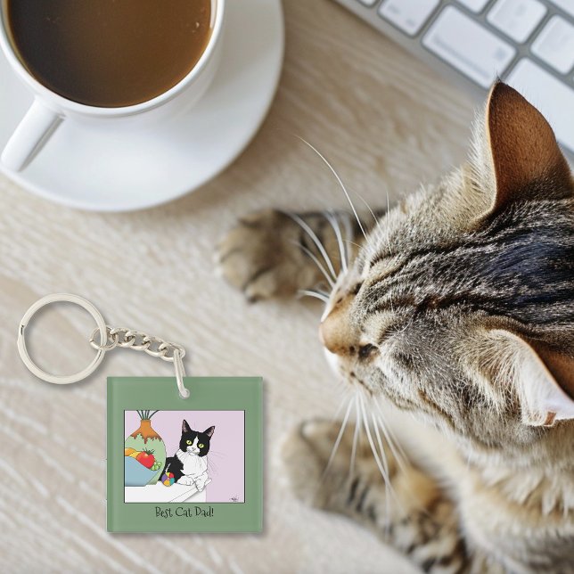 Father's Day Tuxedo Cat Key Ring (Creator Uploaded)