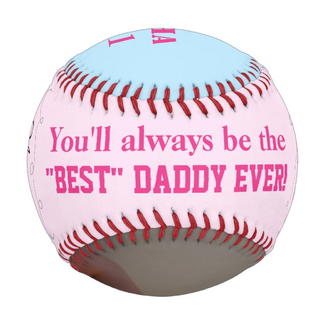 Father's Day Twins Pink Blue Photo Baseball (Front)