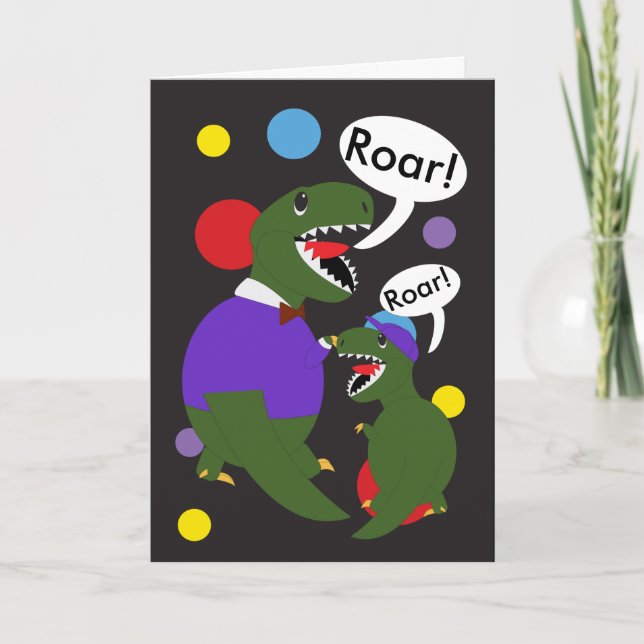 Fathers Day Tyranosaurus Rex Dinosaur Personalise Card (Front)