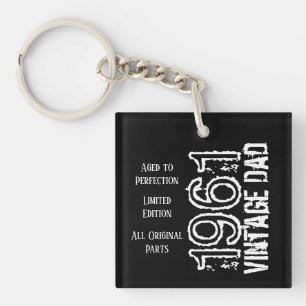 Father's Day Vintage Dad Black Retro Type Photo Key Ring