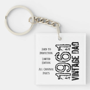 Father's Day Vintage Dad Retro Black White Photo Key Ring