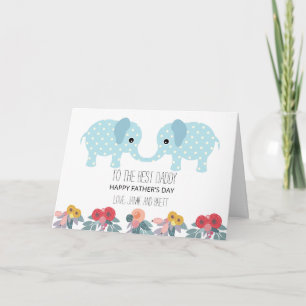 Fathers Day Whimsical Elephants From Twins Card