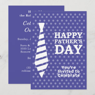Fathers Day White Tie Blue Dots Dinner BBQ Party Invitation