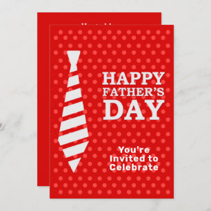 Fathers Day White Tie Red Dots Dinner BBQ Party Invitation