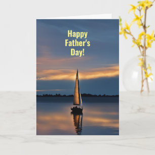 Fathers Day with Beautiful Sailboat and Sunset Card
