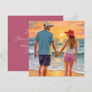 Father's Day with Daughter on Beach Holiday Card