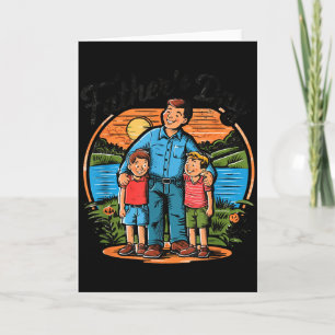 Fathers Day With Sons Happy Dad Design Idea Card