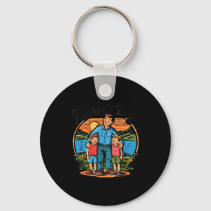 Fathers Day With Sons Happy Dad Design Idea Key Ring