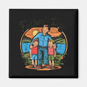 Fathers Day With Sons Happy Dad Design Idea Magnet
